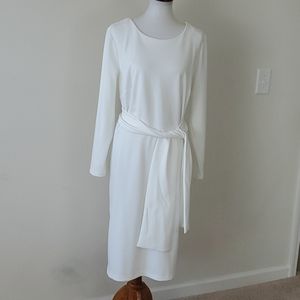 Eloquii white long sleeve dress w/belt size 18